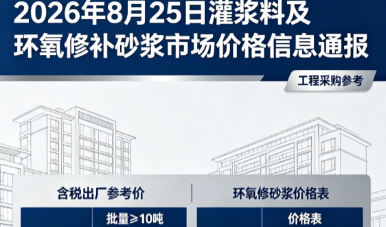 尖峰镇2026年8月25日灌浆料及环氧修补砂浆市场价格信息通报